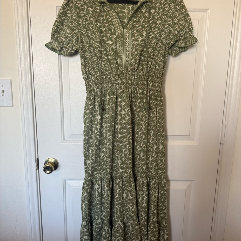 Max Studio Olive Patterned Midi Dress